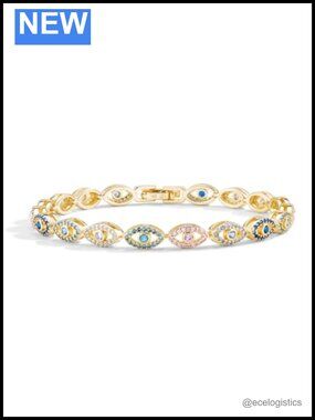 14k Gold Filled Evil Eye Bracelet Tennis Chain